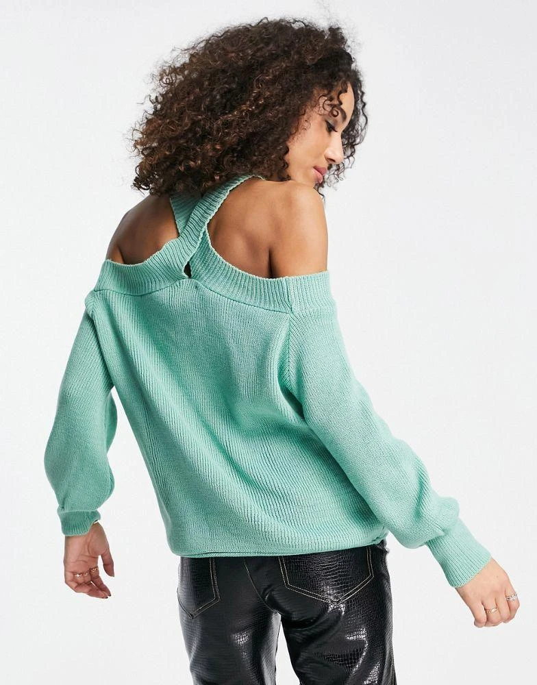 商品I Saw It First|I Saw It First halter neck off shoulder jumper in duck egg,价格¥128,第4张图片详细描述