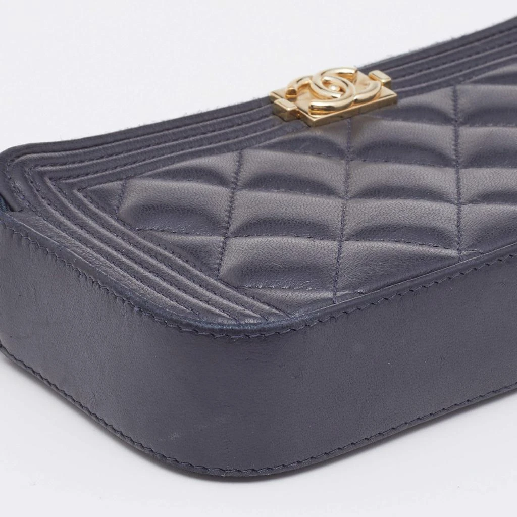 Chanel Navy Blue Quilted Leather Boy Double Zip Clutch 商品