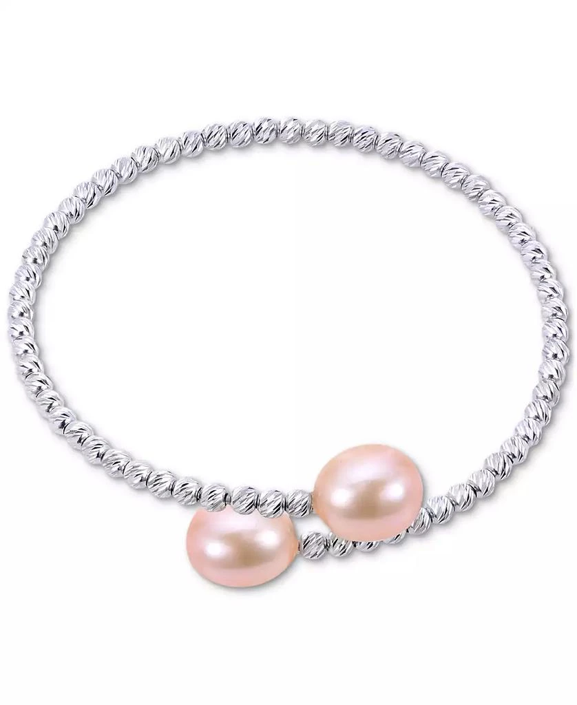 商品Macy's|Pink Cultured Freshwater Pearl (9-10mm) Bypass Bangle Bracelet in Sterling Silver (Also in White Cultured Freshwater Pearl),价格¥573,第1张图片