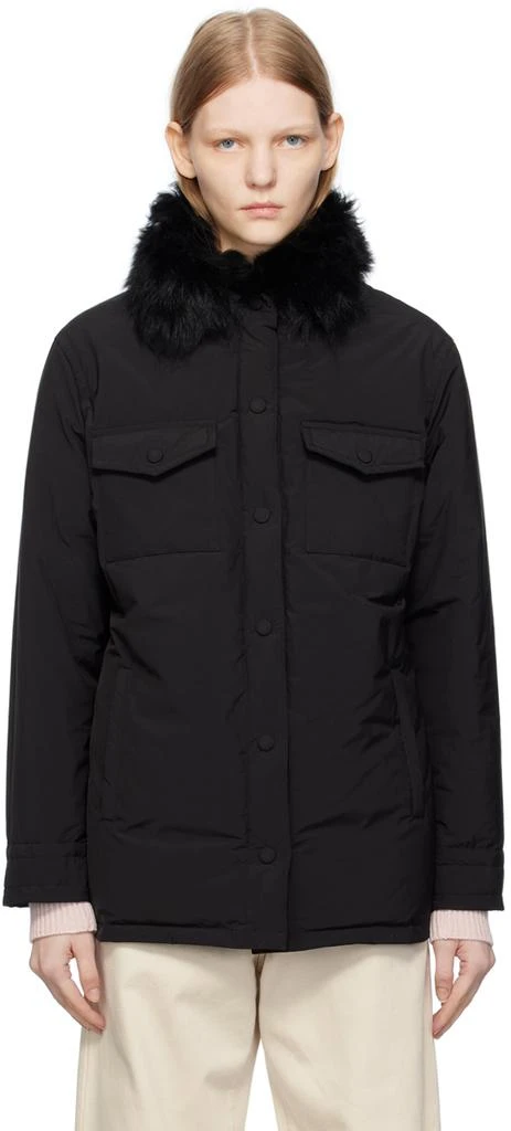 商品Yves Salomon|SSENSE Exclusive Black Down Jacket,价格¥2351,第1张图片