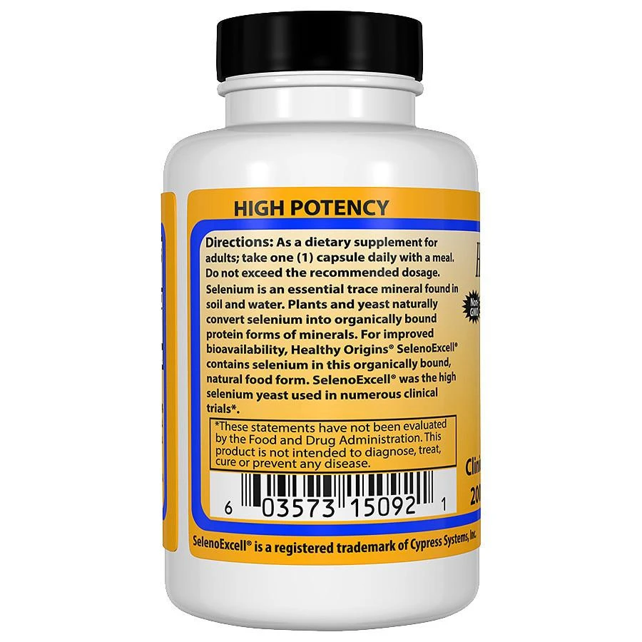 商品Healthy Origins|Seleno Excell Selenium 200mcg, Capsules,价格¥97,第2张图片详细描述