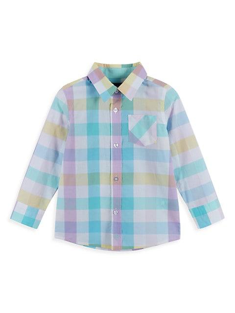 Little Boy's Plaid Button-Up Shirt商品第1张图片规格展示