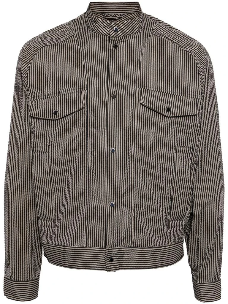 商品Emporio Armani|EMPORIO ARMANI - Striped Cotton Blouson Jacket,价格¥2196,第1张图片