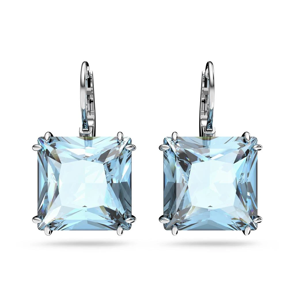 商品Swarovski|Millenia drop earrings square cut blue rhodium plated,价格¥909,第1张图片