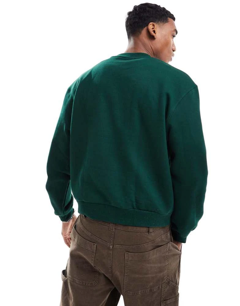 商品ASOS|ASOS DESIGN premium heavyweight boxy oversized sweatshirt 400gsm in dark green,价格¥293,第2张图片详细描述