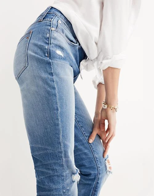 商品Madewell|The High-Rise Slim Crop Boyjean: Knee-Rip Edition,价格¥555,第4张图片详细描述