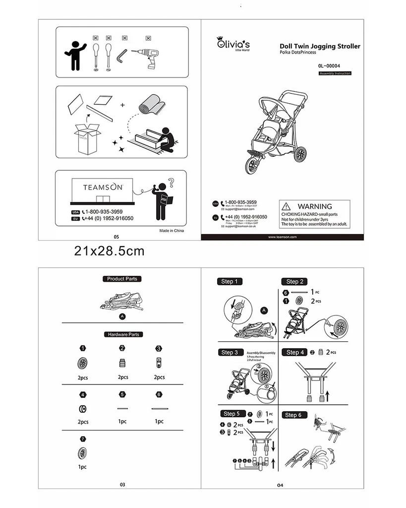 商品Teamson|Olivia's Little World, Baby Doll Twin Jogging Stroller - Ages 3+,价格¥625,第1张图片