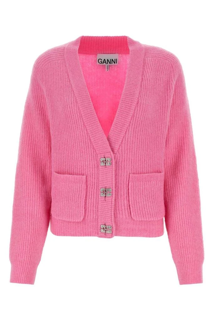 商品Ganni|Ganni Butterfly-Button Long-Sleeved Cardigan,价格¥1290,第1张图片