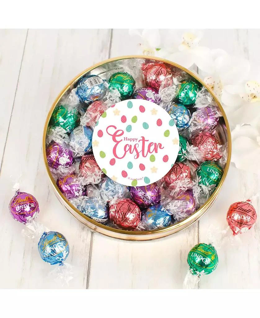 商品Just Candy|Easter Candy Gift Tin with Chocolate Lindor Truffles by Lindt Large Plastic Tin with Sticker, 24 Pieces,价格¥261,第1张图片