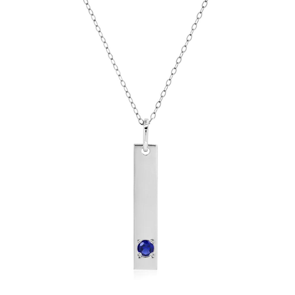 14k White Gold Bar Pendant Necklace with 3mm Small Round Gemstone Adjustable Cable Chain 16 Inches to 18 Inches with Spring Ring Clasp商品第7张图片规格展示
