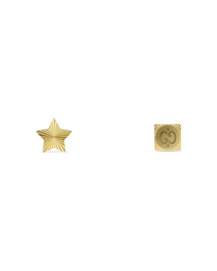 商品Gucci|18K Yellow Gold Icon Star & Square Logo Mismatch Stud Earrings,价格¥6672,第3张图片详细描述