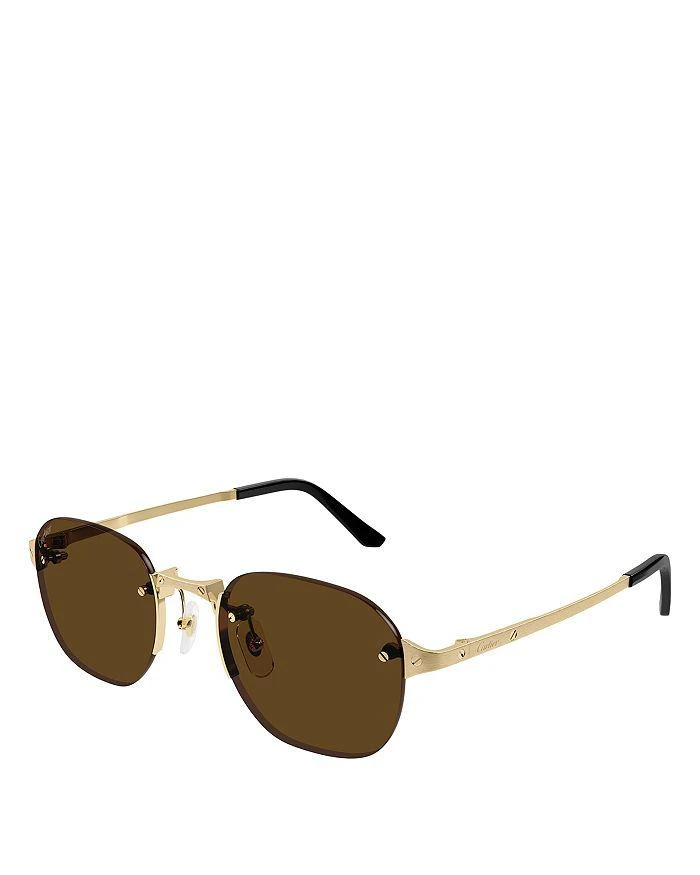 商品Cartier|Santos Classic 24K Gold Plated Rimless Pilot Sunglasses, 53mm,价格¥9690,第1张图片详细描述