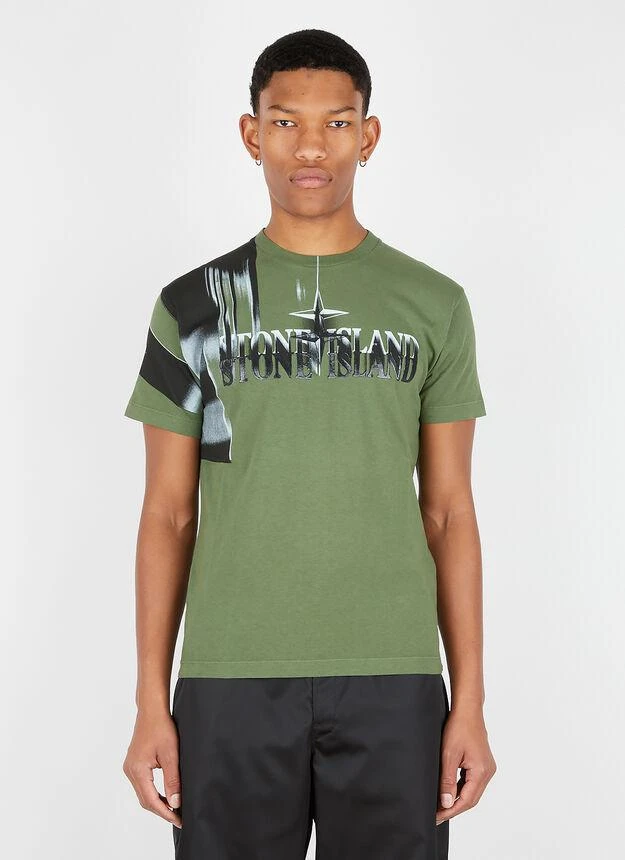 商品Stone Island|Logo Print T-Shirt in Green,价格¥1655,第1张图片