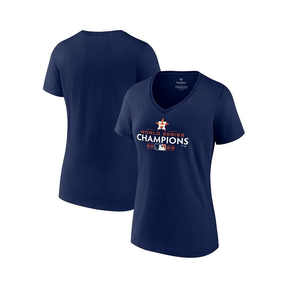 商品Fanatics|Women's Branded Navy Houston Astros 2022 World Series Champions Champions Logo V-Neck T-shirt,价格¥258,第1张图片