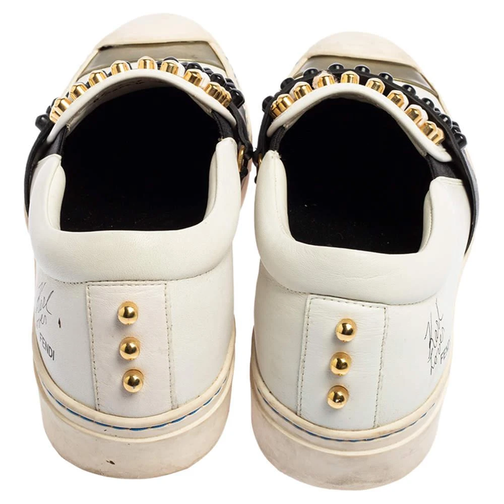 商品[二手商品] Fendi|Fendi Black\White Leather Karlito Studded Low Top Sneakers Size 38,价格¥1327,第5张图片详细描述