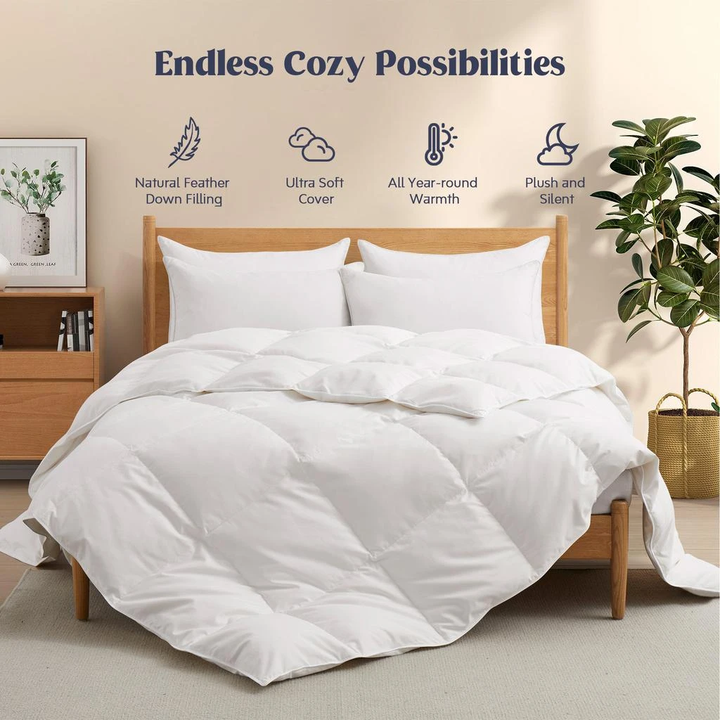 商品Peace Nest|Peace Nest Premium White Goose Feather and Down Fiber Comforter, King or Full Size,价格¥486,第1张图片