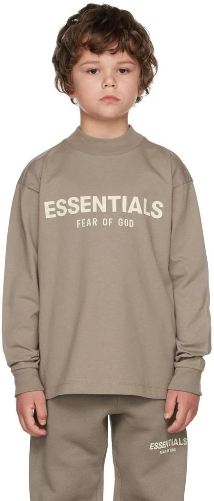 商品Essentials|Kids Taupe Logo Long Sleeve T-Shirt,价格¥202,第2张图片详细描述