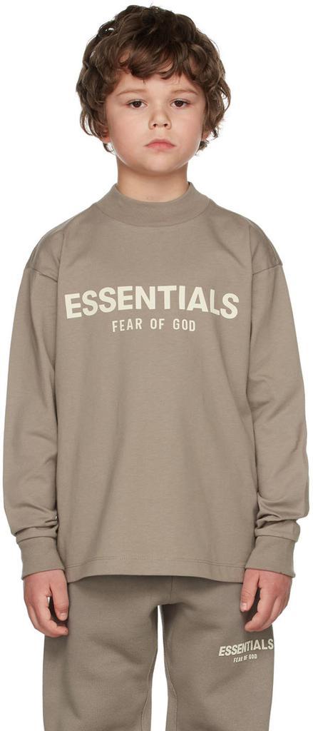 商品Essentials|Kids Taupe Logo Long Sleeve T-Shirt,价格¥224,第4张图片详细描述