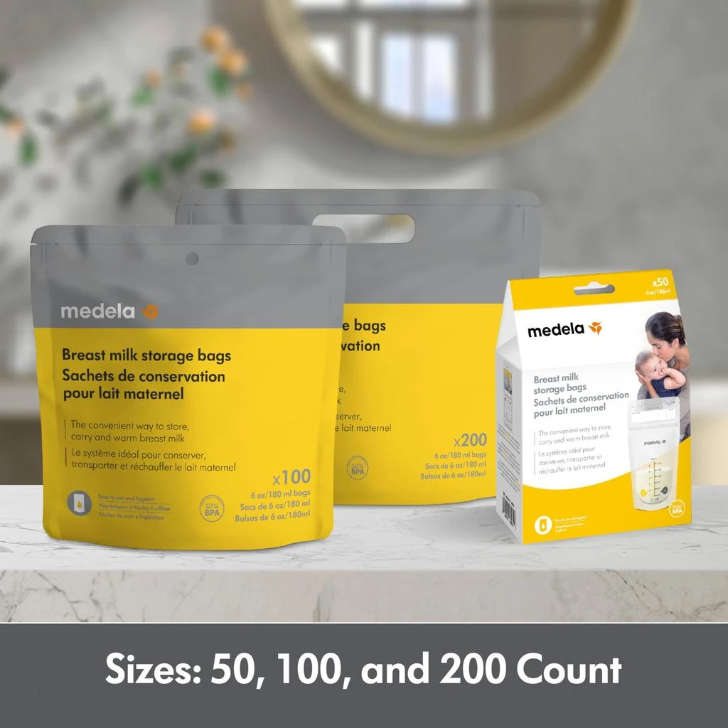 Medela Breast Milk Storage Bags, 100 Count, Ready to Use Breastmilk Bags for Breastfeeding, Self Standing Bag, Space Saving Flat Profile, Hygienically Pre-Sealed, White, 6 Ounce 商品