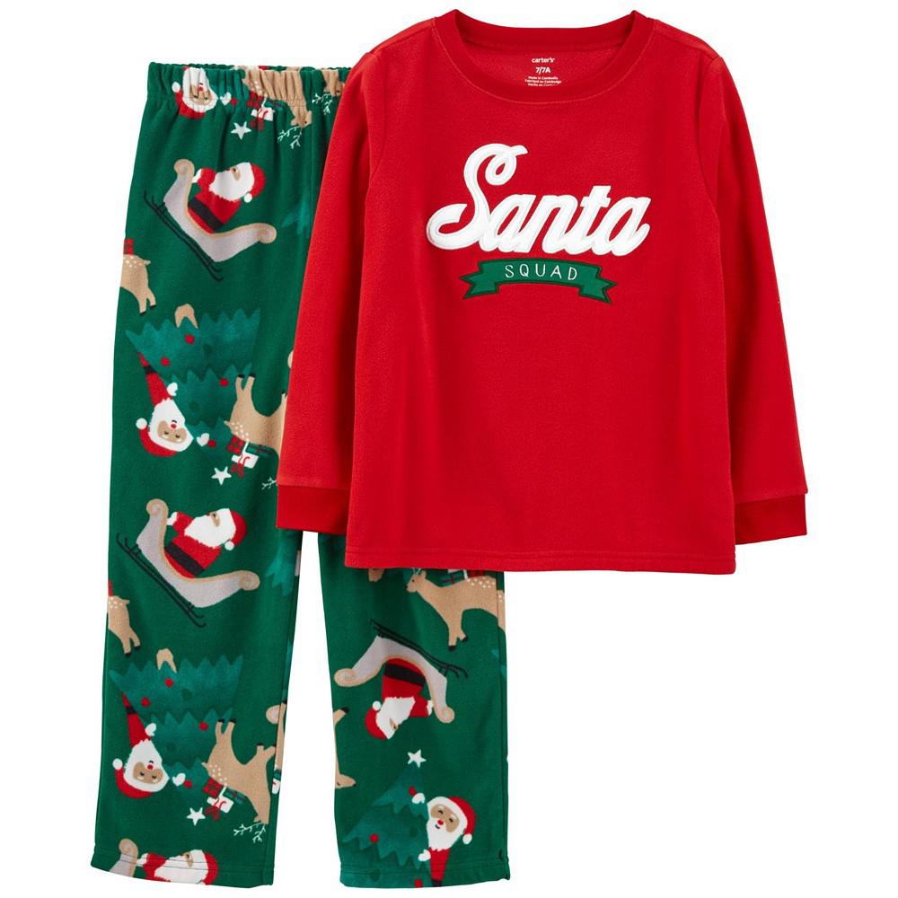 Little Boys Santa Fleece Pajama, 2 Piece Set商品第1张图片规格展示