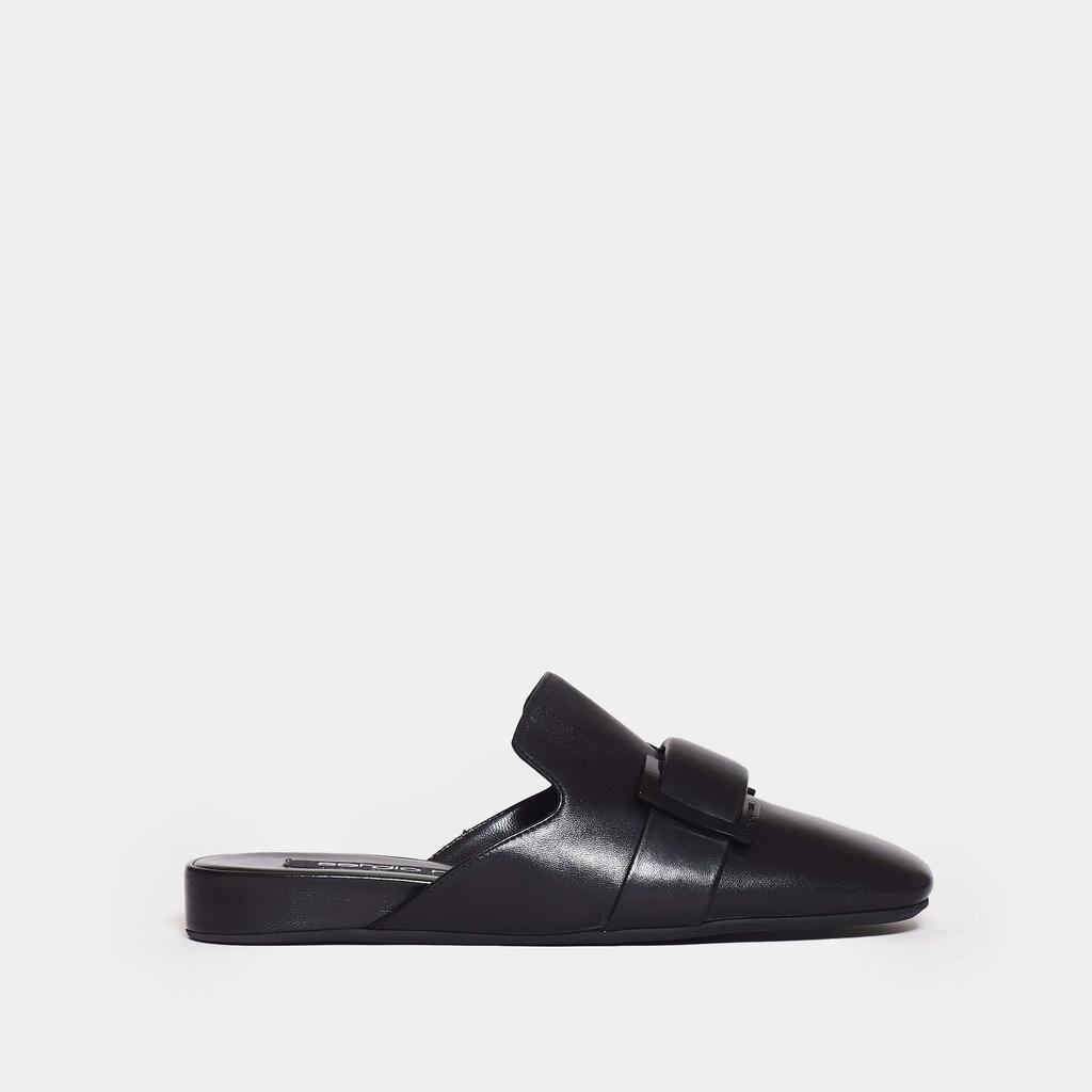 商品Sergio Rossi|mule bassa in pelle nera fibbia,价格¥2795,第1张图片