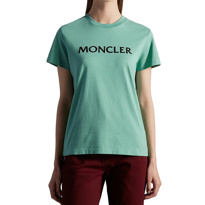 商品Moncler|【预售3-7天】Moncler/蒙克莱 22年秋冬新款 女士草原绿色纯棉徽标短袖T恤H20938C00012829HP81B,价格¥1966,第5张图片详细描述