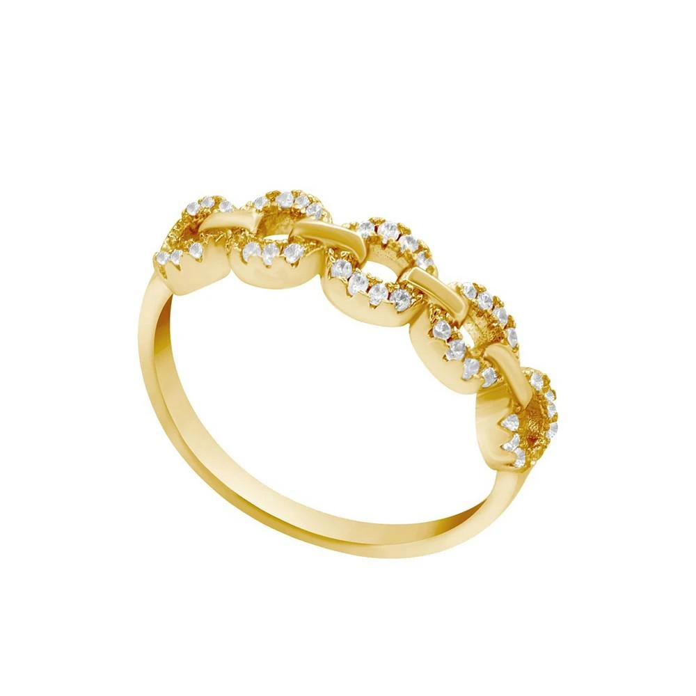 商品Essentials|Gold Plated Clear Cubic Zirconia Link Band Ring,价格¥390,第1张图片