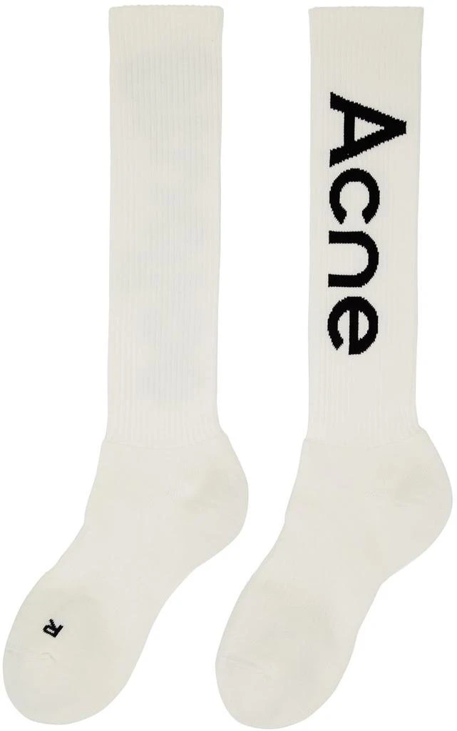 商品Acne Studios|Off-White Rib Logo Long Socks,价格¥305,第2张图片详细描述