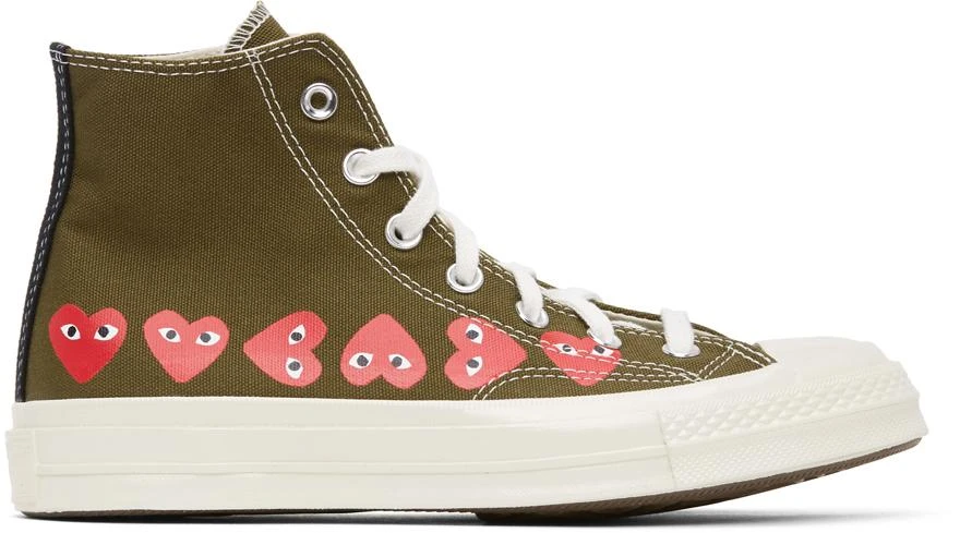 商品Comme des Garcons|Khaki Converse Edition Multiple Hearts Chuck 70 High Sneakers,价格¥1199,第1张图片