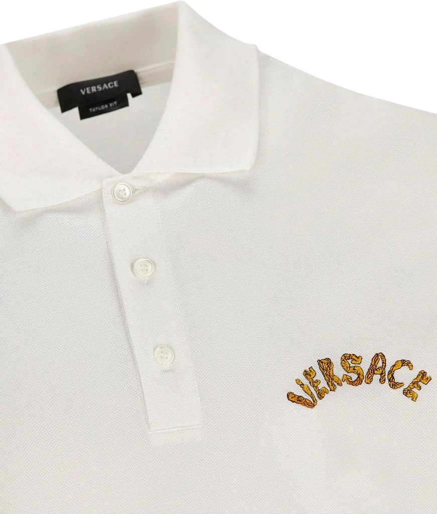商品Versace|Versace Seashell Baroque-Logo Embroidered Short-Sleeved Polo Shirt,价格¥1950,第3张图片详细描述