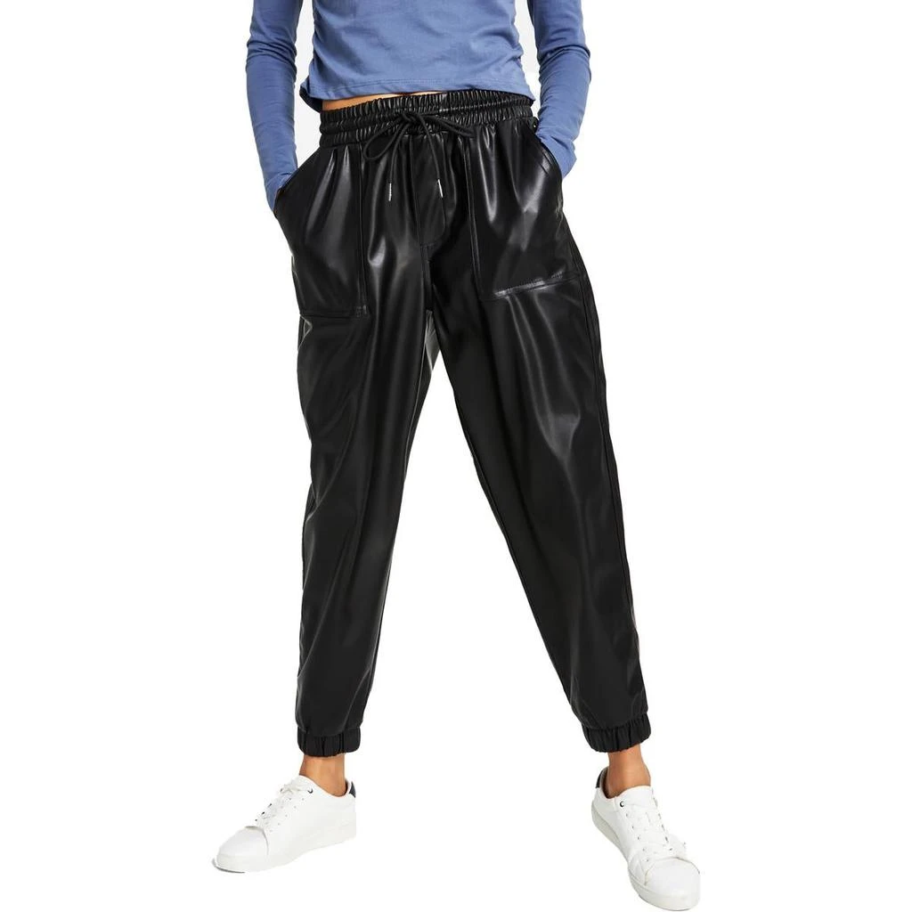 商品Tommy Jeans|Tommy Jeans Womens Faux Leather High Rise Jogger Pants,价格¥308,第1张图片