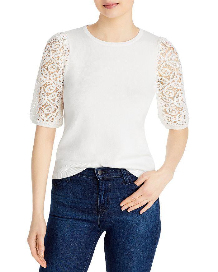 商品Tahari|Lace Sleeve Sweater,价格¥304,第3张图片详细描述