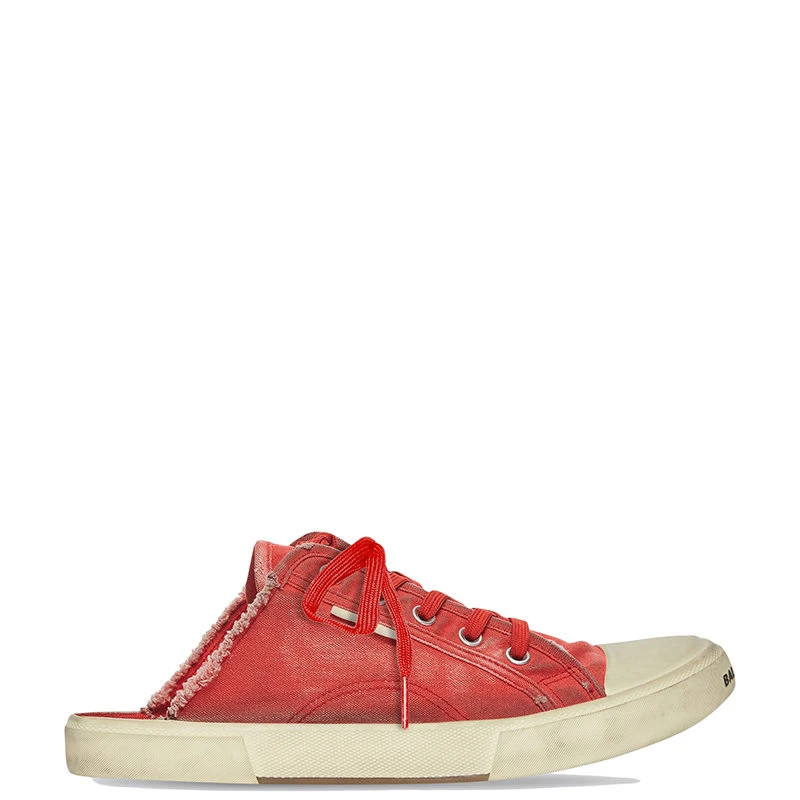 商品Balenciaga|【预售3-7天】Balenciaga/巴黎世家 22年春夏新款 女士红色磨损棉质材料露跟穆勒鞋帆布鞋693952W3RC36090,价格¥4294,第1张图片