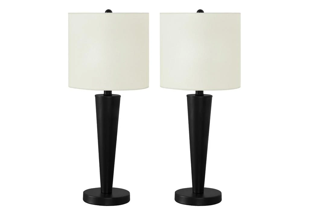 商品Homezia|Set of Two 24" Black Metal Candlestick USB Table Lamps With Ivory Drum Shade,价格¥1606,第2张图片详细描述