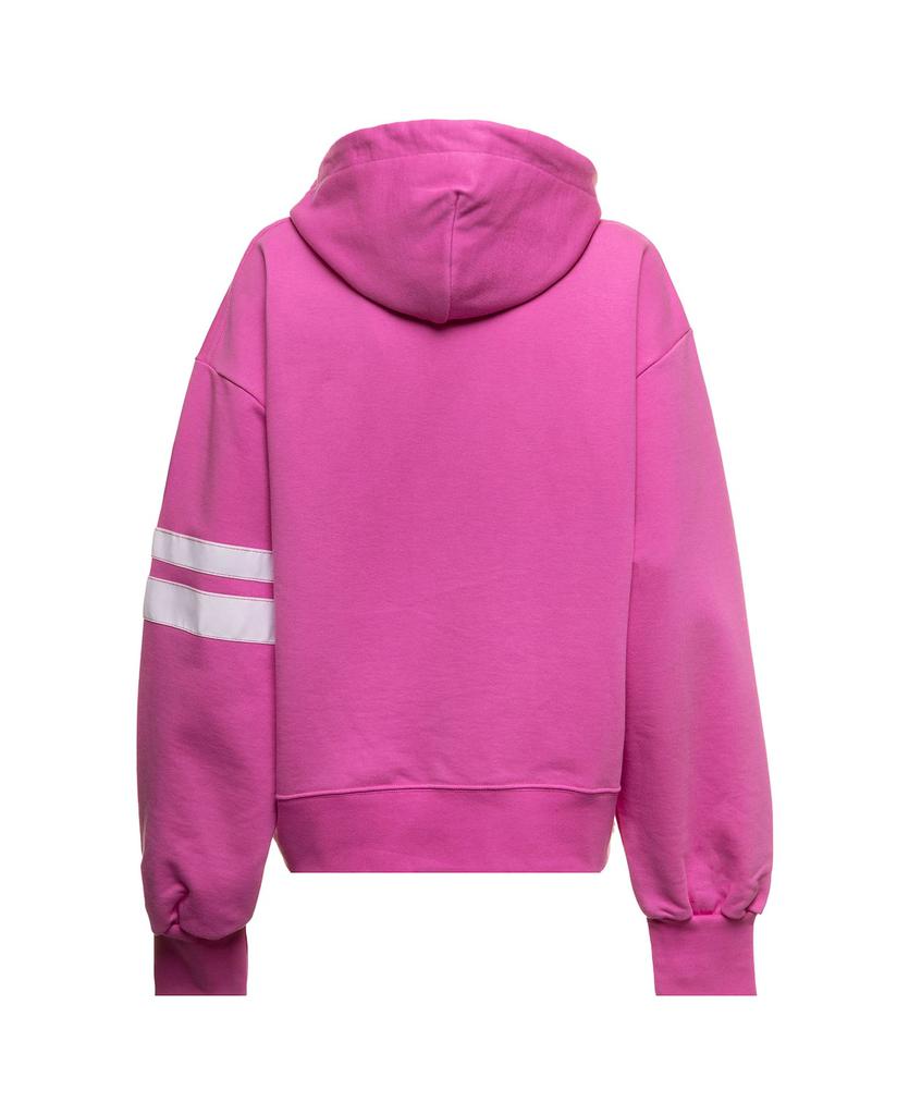 Pink Jersey Hoodiie In Fleece Cotton With Hello Kitty Print And Contrast Bands Gcds Woman商品第2张图片规格展示