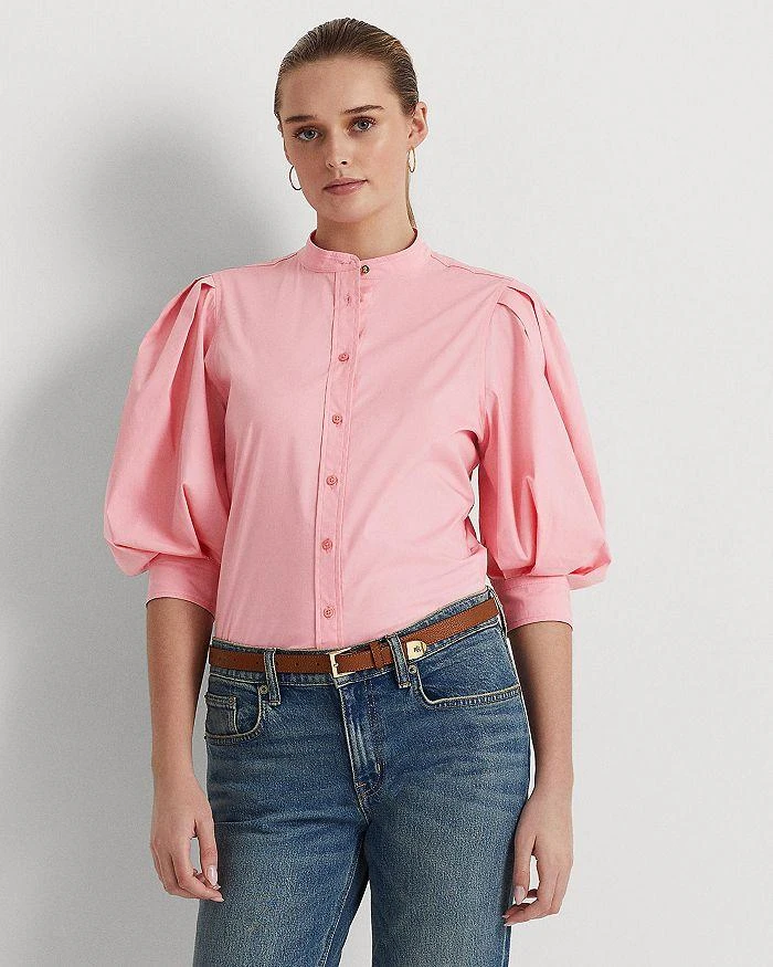 商品Ralph Lauren|Button Front Blouson Sleeve Top,价格¥284,第4张图片详细描述