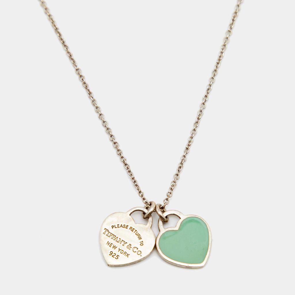Tiffany & Co. Return to Tiffany Blue Enamel Sterling Silver Heart Tag Pendant Necklace商品第1张图片规格展示