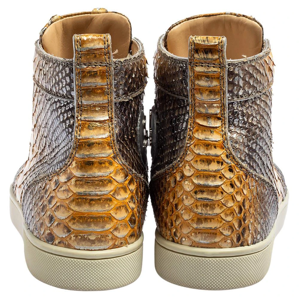 商品[二手商品] Christian Louboutin|Christian Louboutin Metallic Mustard/Brown Python Leather Rantus Orlato High-Top Sneakers Size 41,价格¥3246,第5张图片详细描述