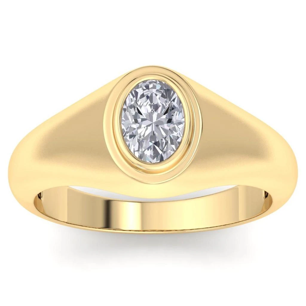 商品SSELECTS|1 Carat Oval Shape Lab Grown Diamond Mens Engagement Ring In 14k Yellow Gold (g-h, Vs2),价格¥11100,第1张图片