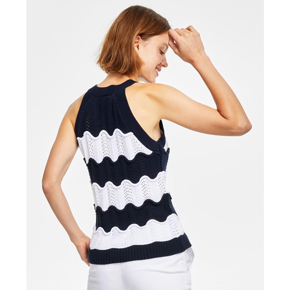 Women's Cotton Scallop-Stripe Tank商品第2张图片规格展示