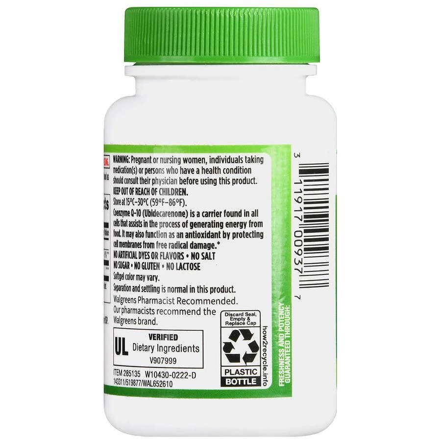 商品Walgreens|CoQ-10 200 mg Softgels (30 days),价格¥166,第4张图片详细描述