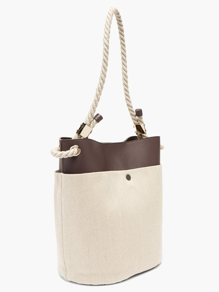 商品Chloé|Logo-plaque linen-twill and leather bucket bag,价格¥6545,第4张图片详细描述