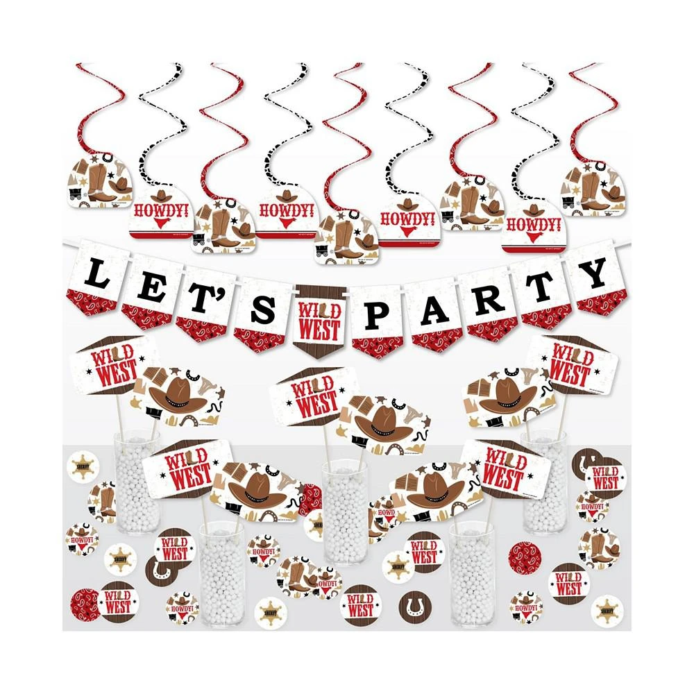 商品Big Dot of Happiness|Western Hoedown - Wild West Cowboy Party Supplies Decoration Kit - Decor Galore Party Pack - 51 Pieces,价格¥246,第1张图片
