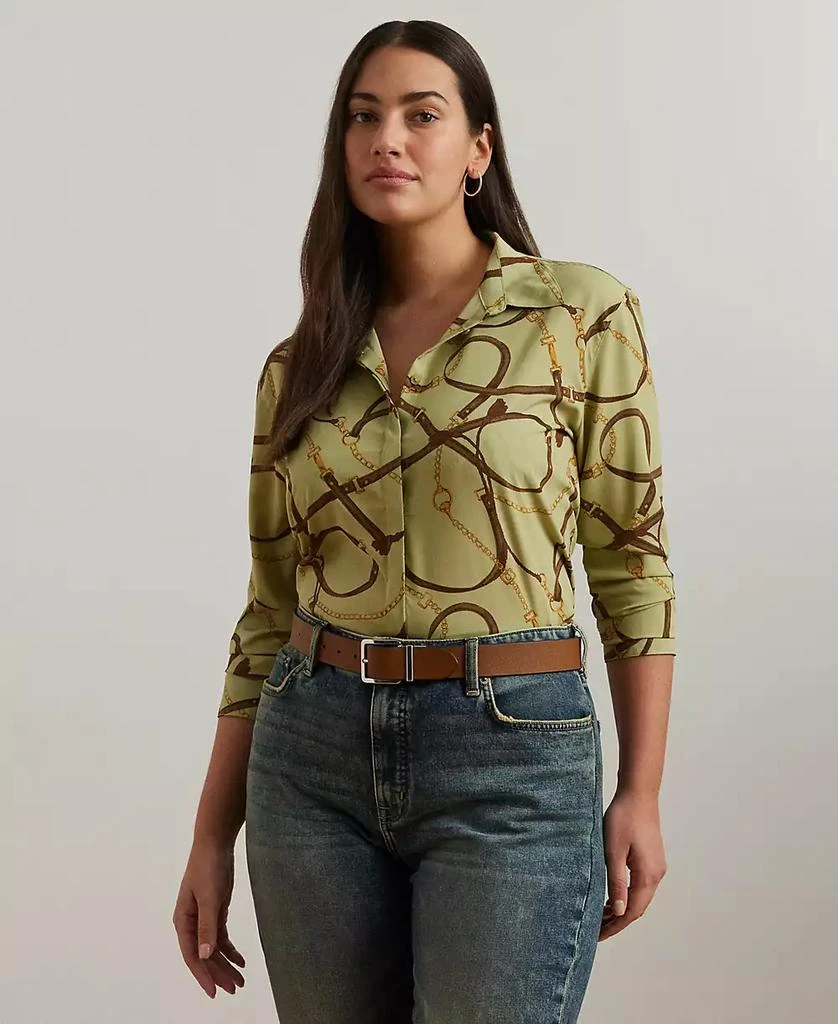 商品Ralph Lauren|Plus Size Classic-Fit Belting-Print Crepe Shirt,价格¥933,第1张图片