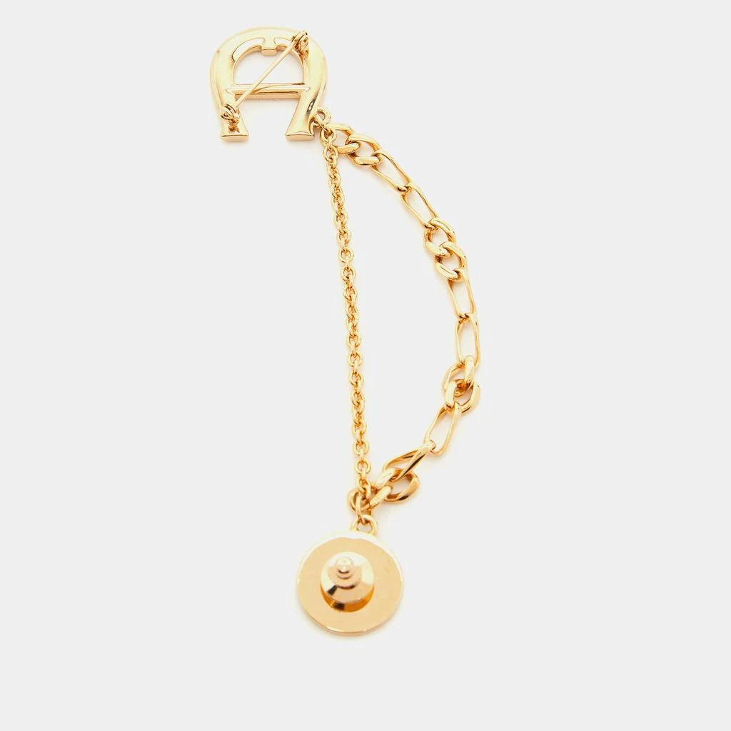商品[二手商品] Aigner|Aigner Logo Enamel Gold Tone Brooch,价格¥1098,第2张图片详细描述