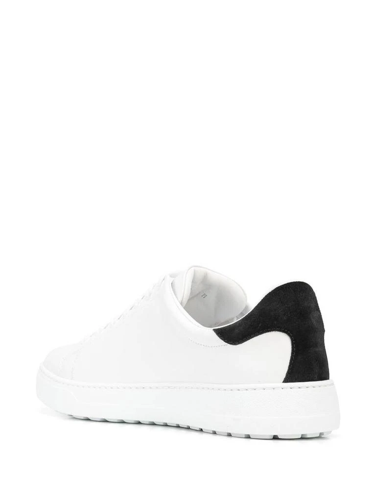 商品Salvatore Ferragamo|Salvatore Ferragamo Mans White And Black Leather Sneakers With Gancini Print,价格¥2903,第3张图片详细描述