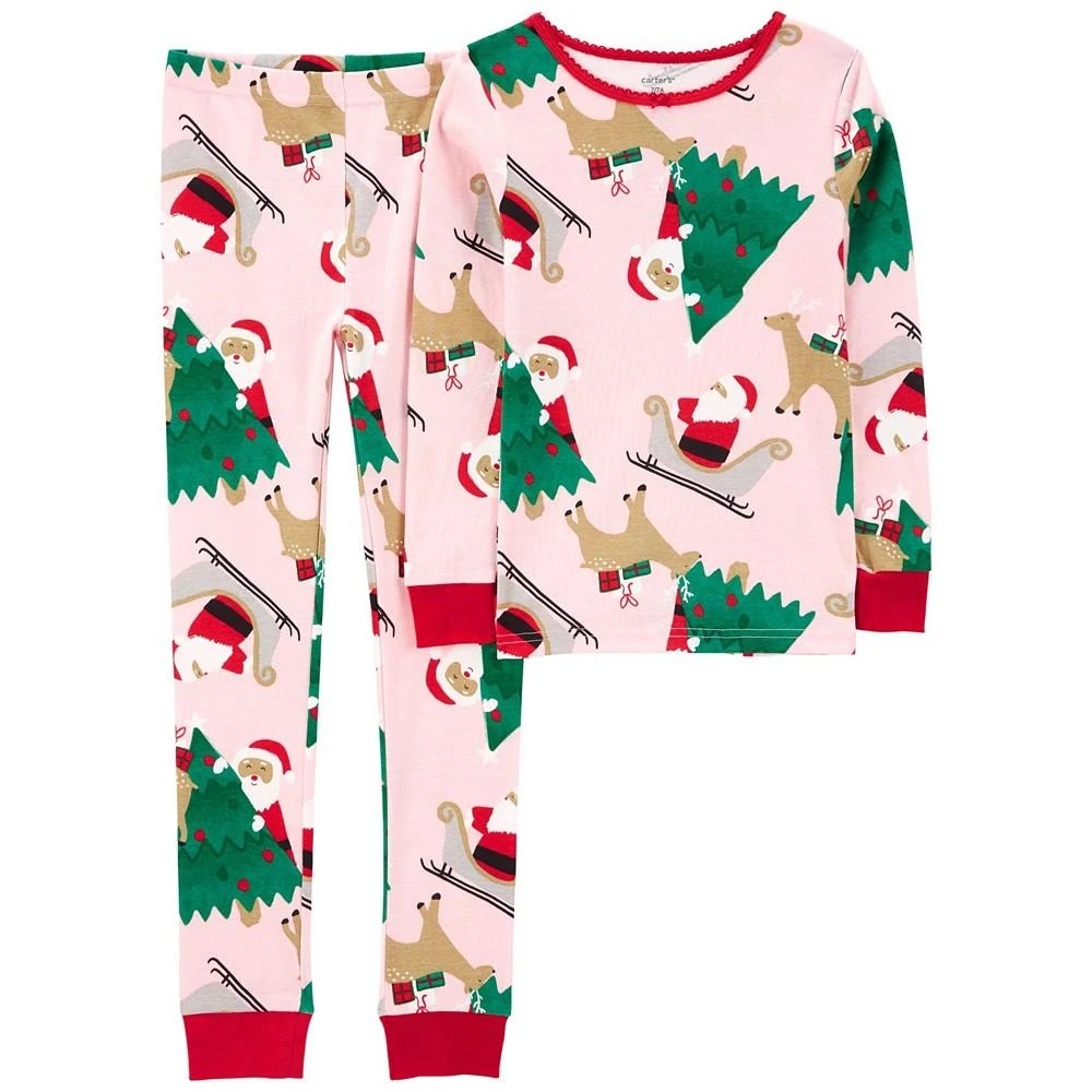 商品Carter's|Little Girls Christmas Snug Fit Pajama, 2 Piece Set,价格¥67,第1张图片