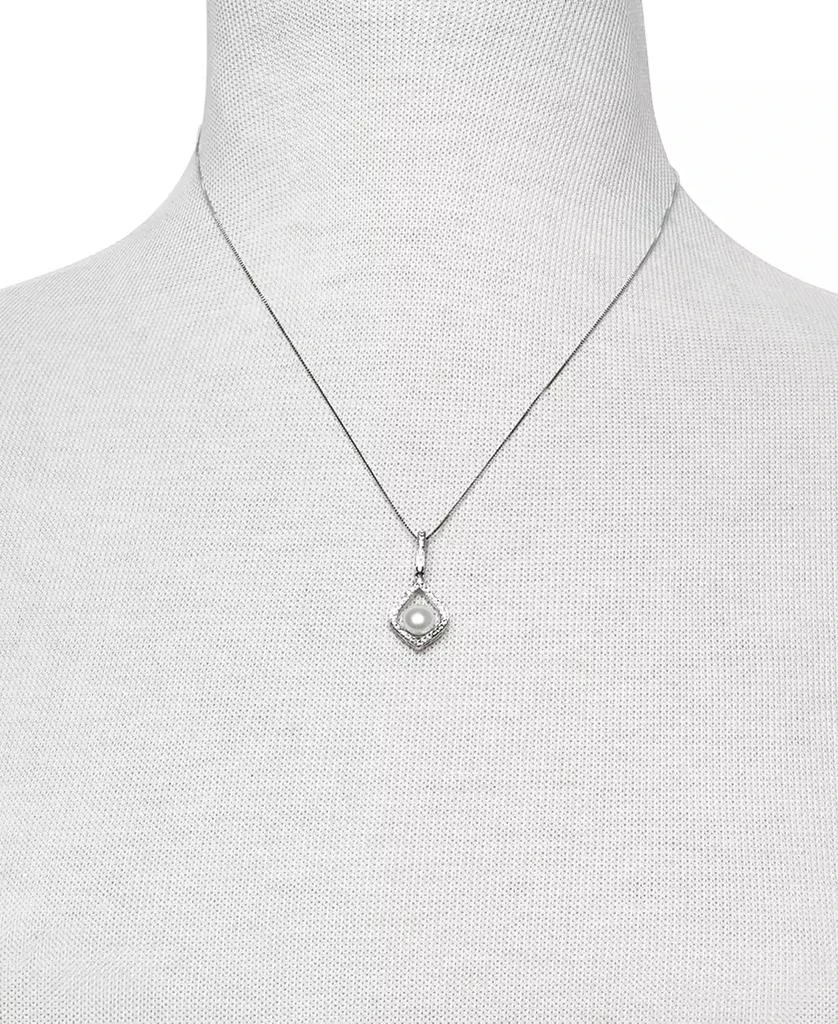 商品Belle de Mer|Cultured Freshwater Pearl (7mm) & Cubic Zirconia 18" Pendant Necklace in Sterling Silver,价格¥1053,第3张图片详细描述