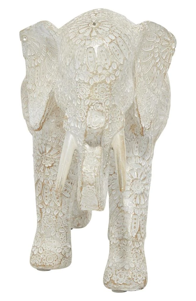 White Polystone Eclectic Elephant Sculpture 商品