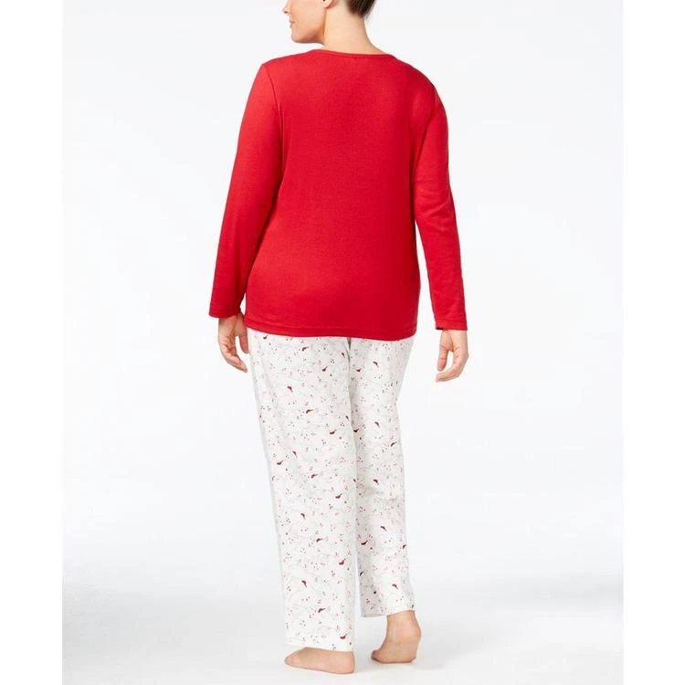 商品Charter Club|Plus Size Solid Henley Top and Printed Pants Pajama Set, Created for Macy's,价格¥198,第3张图片详细描述